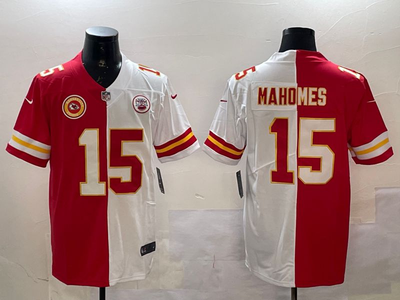 Men Kansas City Chiefs #15 Mahomes White red 2025 Nike Vapor Limited NFL Jersey style 1